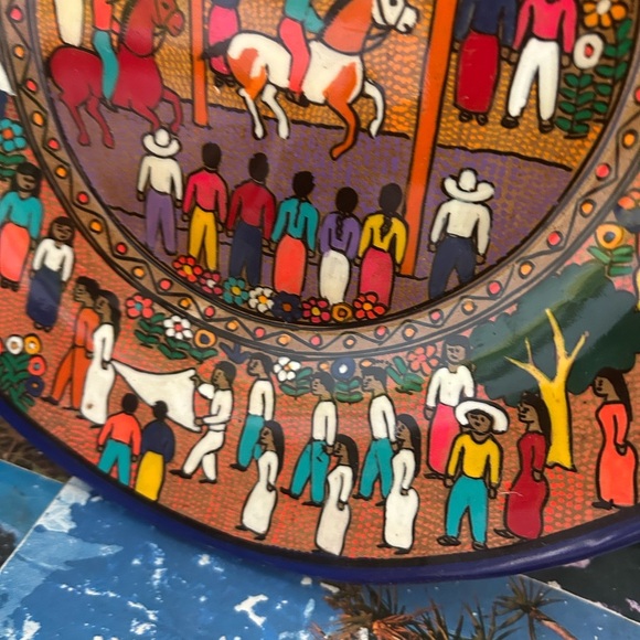 Mexican Painted Plate 10” Plate Dish  Art Hanging Wall Art - Picture 4 of 16